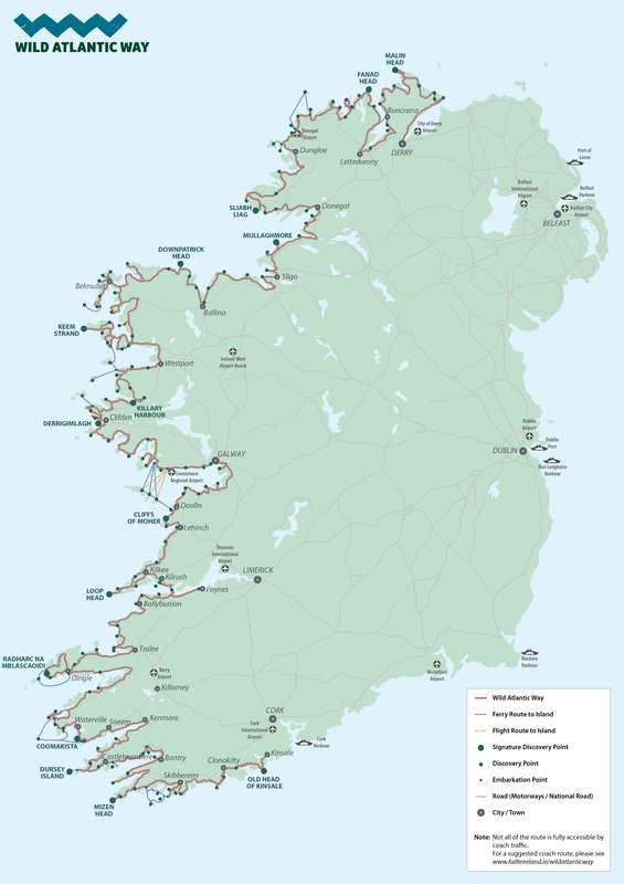 Wild Atlantic Way map Mayo and Ireland